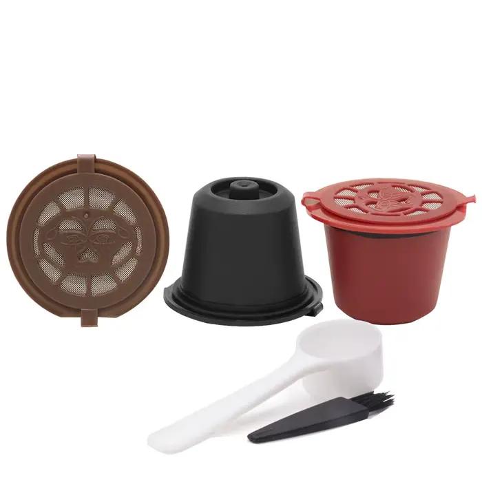 Capsules de café Nespresso rechargeables et réutilisables, avec cuillère et brosse, 3/6 pièces