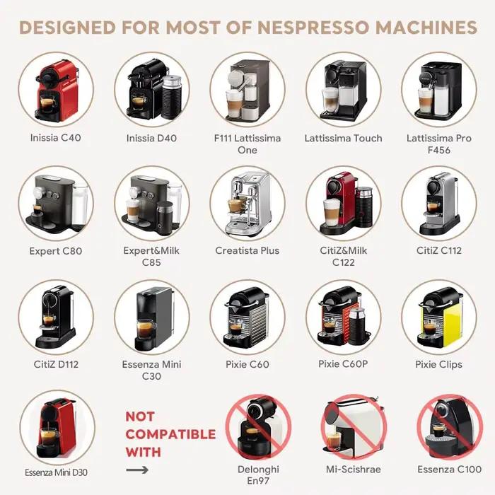 Pour Nespresso Capsule de café réutilisable en acier inoxydable riche Crema expresso filtres recharg