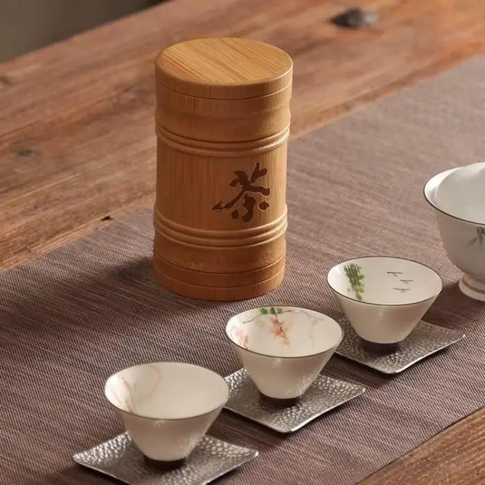 Boîte de rangement de thé en bambou délicate et Portable