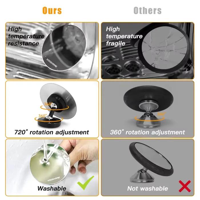 Miroir d'extraction espresso shot mirror acier inoxydable réglable pour barista porte filtre sans fond occasions spéciales caféinées