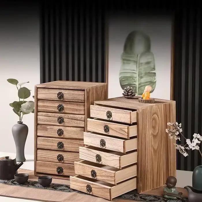 Boîte de rangement de thé pu-erh en bois massif