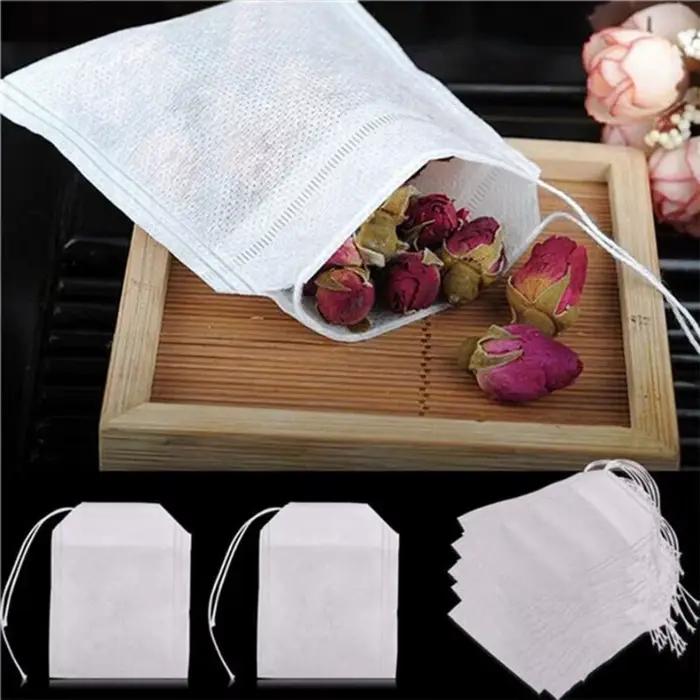 Sachets de thé vides en tissu non tissé avec ficelle pour infusion personnelle et cadeau thé polyvalent pour usage domestique et occasions spéciales
