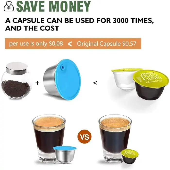Capsules réutilisables i Cafilas en acier inoxydable pour machine Dolce Gusto occasions spéciales et quotidienne rechargeables économiques durable style