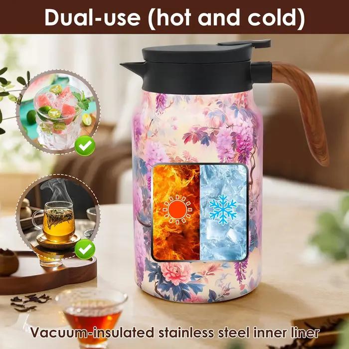 Thermos à thé vintage floral de 1500 ml avec infuseur