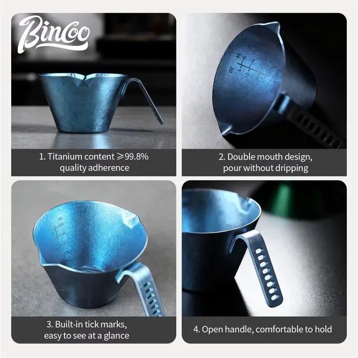 Bincoo Tasse à café en titane premium 90 ml pour l'extraction d'espresso et la mesure du lait Construction durable
