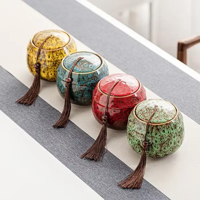 Théière en céramique et porcelaine pour le stockage de thé et café, objet décoratif bleu et blanc pour la maison et le bureau