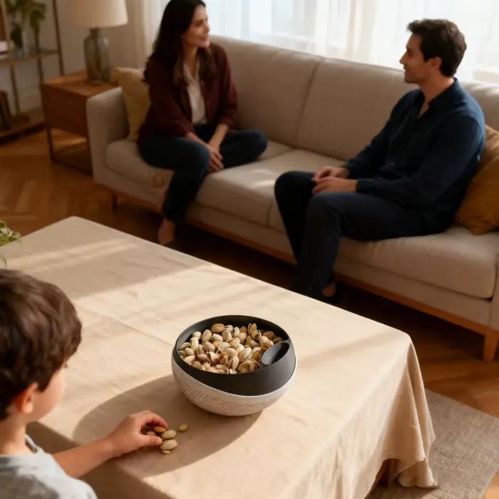 Bol à fruits secs à double couche en plastique avec compartiment de rangement pour noix