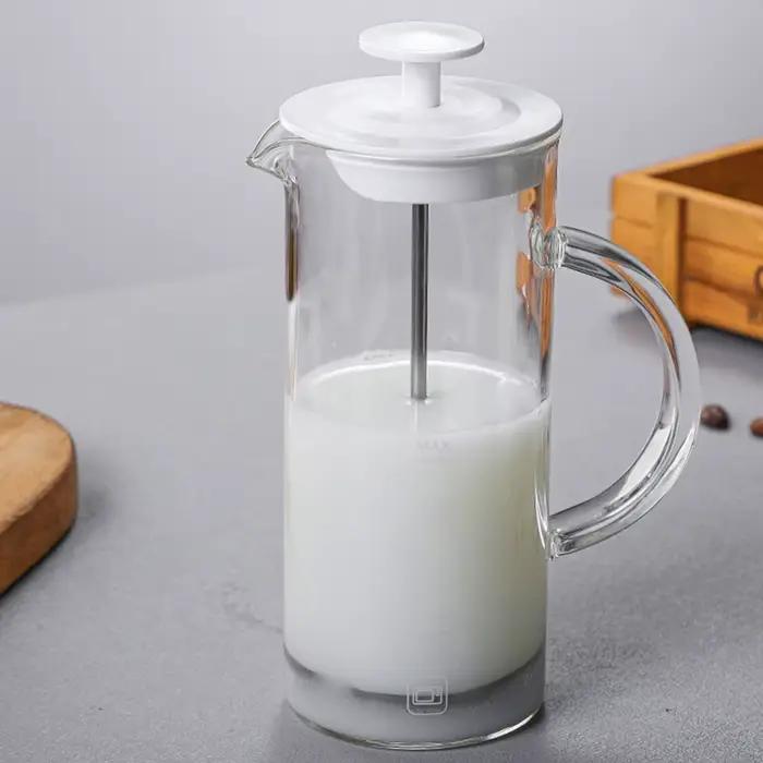 Mousseur à lait manuel en verre