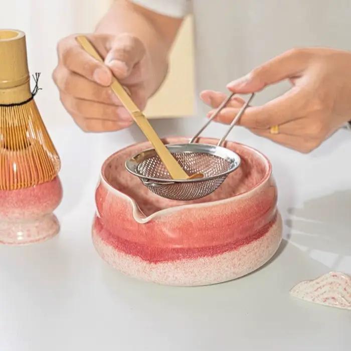 Ensemble de fouet à thé 2 pièces en céramique pour amateurs de thé et décorateurs de maison élégants