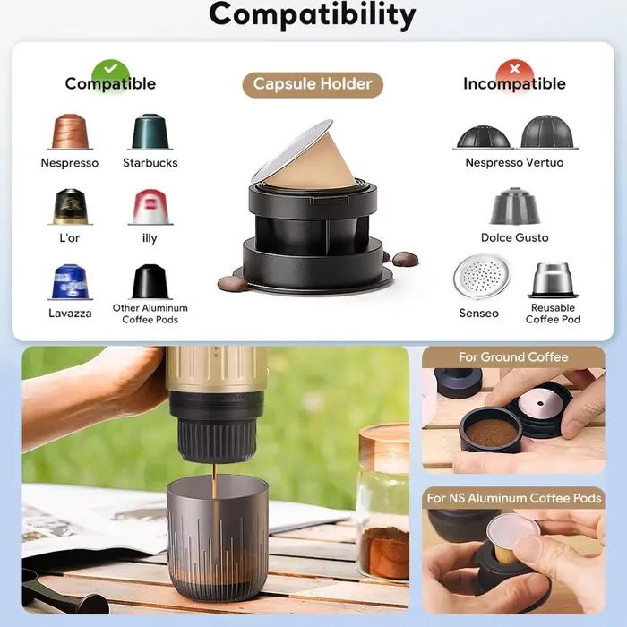 Machine à café expresso portable i Cafilas en acier inoxydable avec batterie intégrée pour les amateurs de café occasions spéciales