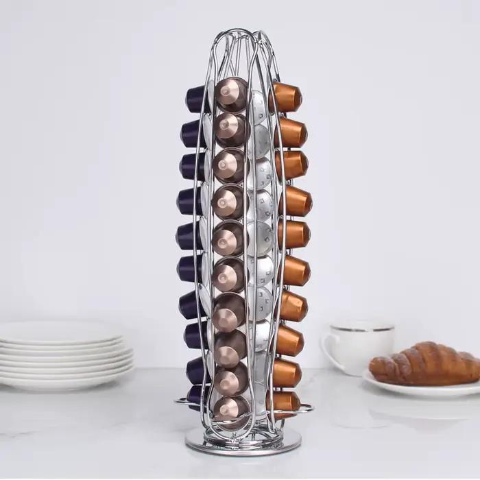 Support rotatif T1 pour capsules de café étagère de rangement pour 40 dosettes or et autres couleurs pour cuisine ou bar occasions spéciales