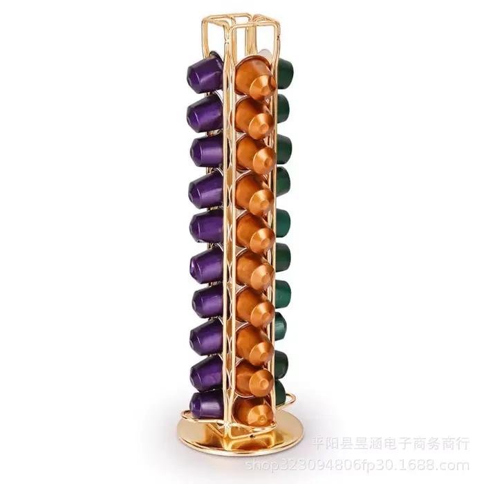 Support rotatif T1 pour capsules de café étagère de rangement pour 40 dosettes or et autres couleurs pour cuisine ou bar occasions spéciales