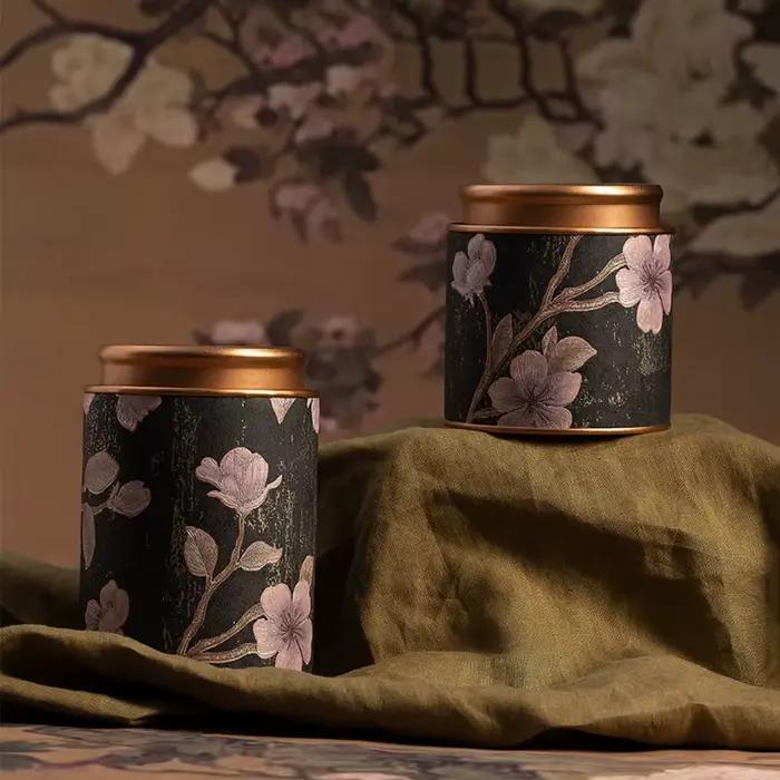 Boîte à thé rétro multifonctionnelle en fer résistante à l'humidité pour stockage de thé, sucre, matcha et autres aliments secs élégante pour la maison ou le bureau occasions spéciales
