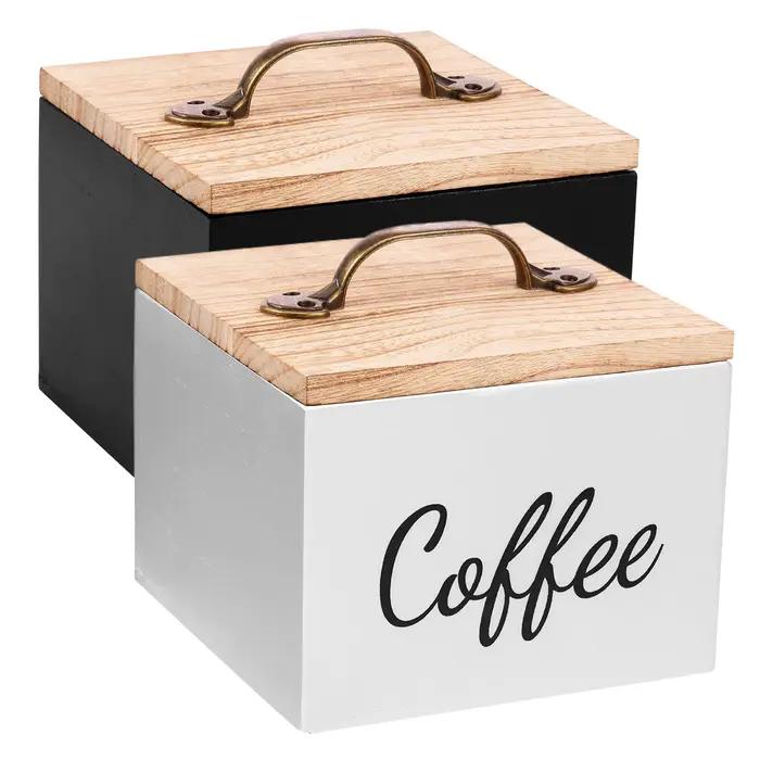 Porte-dosette de café en bois avec couvercle