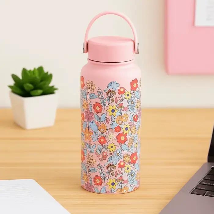 Bouteille en acier inoxydable thermique multi-couleurs 1 litre pour la maison et l'extérieur occasions spéciales cadeau résistant à la chaleur et au froid