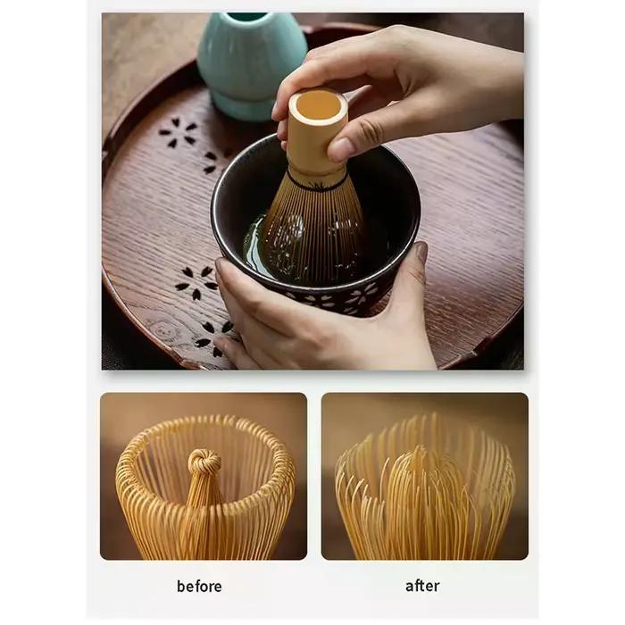 Fouet à thé Matcha japonais (Chasen), cuillère à thé (Chashaku), thé Matcha