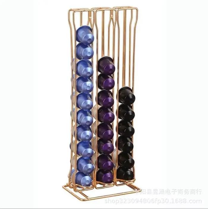 Support rotatif T1 pour capsules de café étagère de rangement pour 40 dosettes or et autres couleurs pour cuisine ou bar occasions spéciales