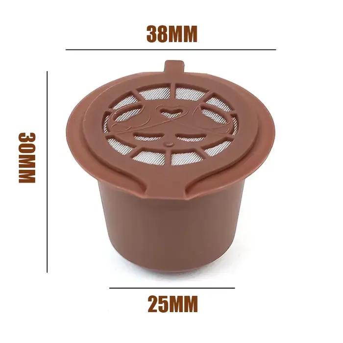 Capsules de café Nespresso rechargeables et réutilisables avec cuillère et brosse en plastique pour usage domestique et occasions spéciales en gris clair jaune clair kaki foncé vert clair