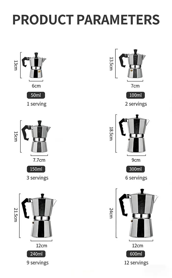Cafetière Moka en aluminium octogonale