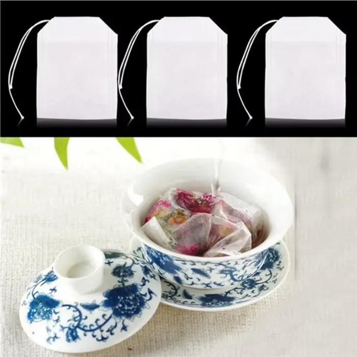 Sachets de thé vides en tissu non tissé avec ficelle pour infusion personnelle et cadeau thé polyvalent pour usage domestique et occasions spéciales