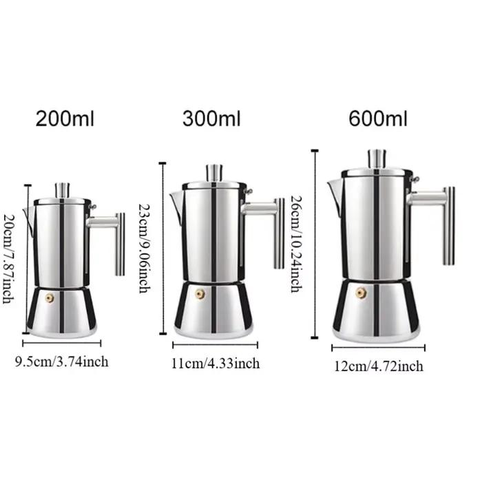 Cafetière italienne en acier inoxydable 200/300/600 ML