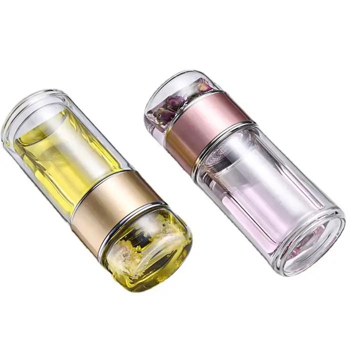 Tasse à thé en verre avec infuseur double couche pour adultes, facile à nettoyer, idéale pour le bureau et les voyages en plein air
