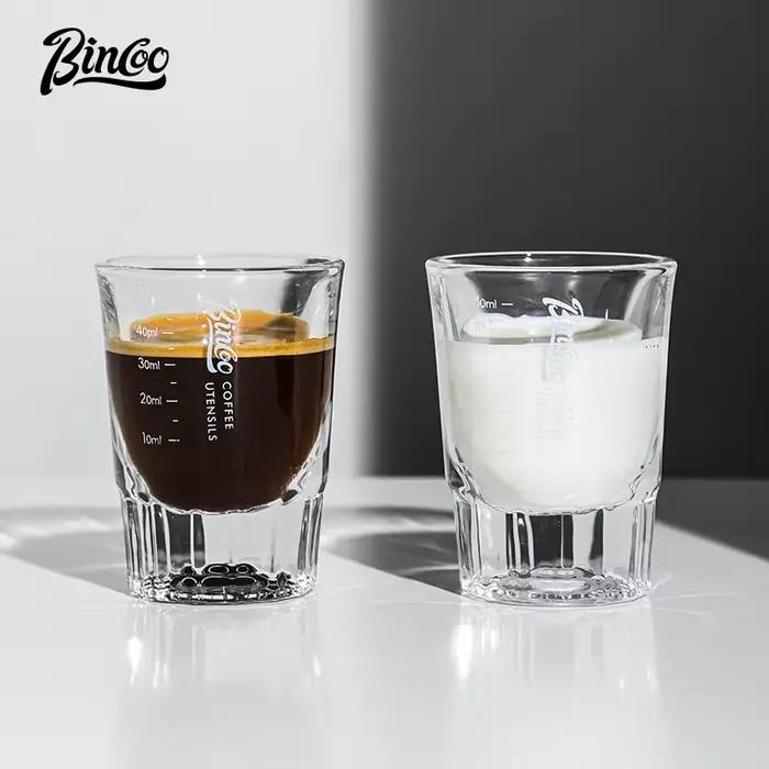 Tasse à café Bincoo en verre résistant à la chaleur avec échelle de mesure pour préparation d'espresso et de lait occasions quotidiennes et spéciales