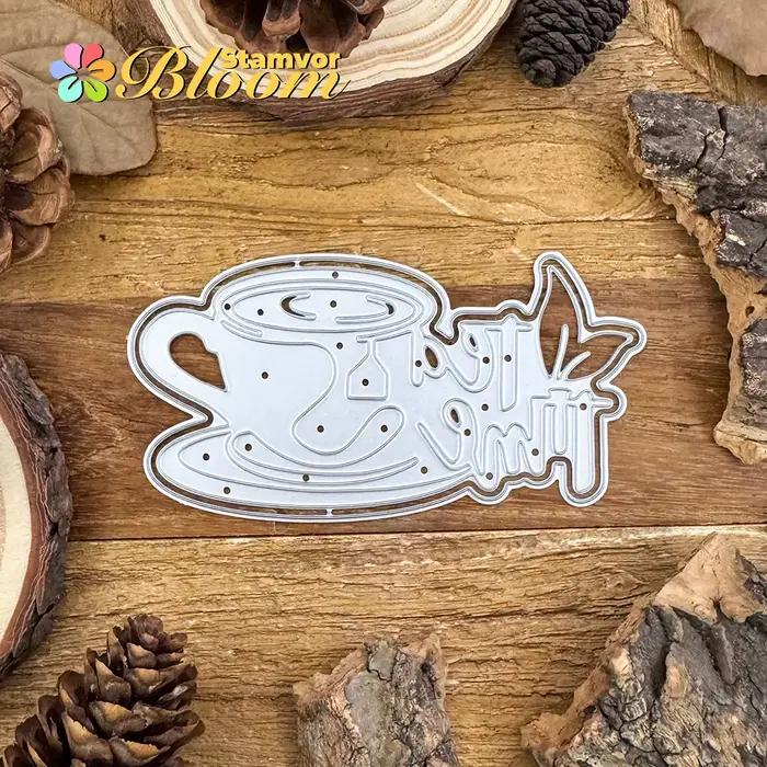 Original belle tasse de thé couches titre temps de thé matrices de découpe en métal Scrapbooking gaufrage décoratif