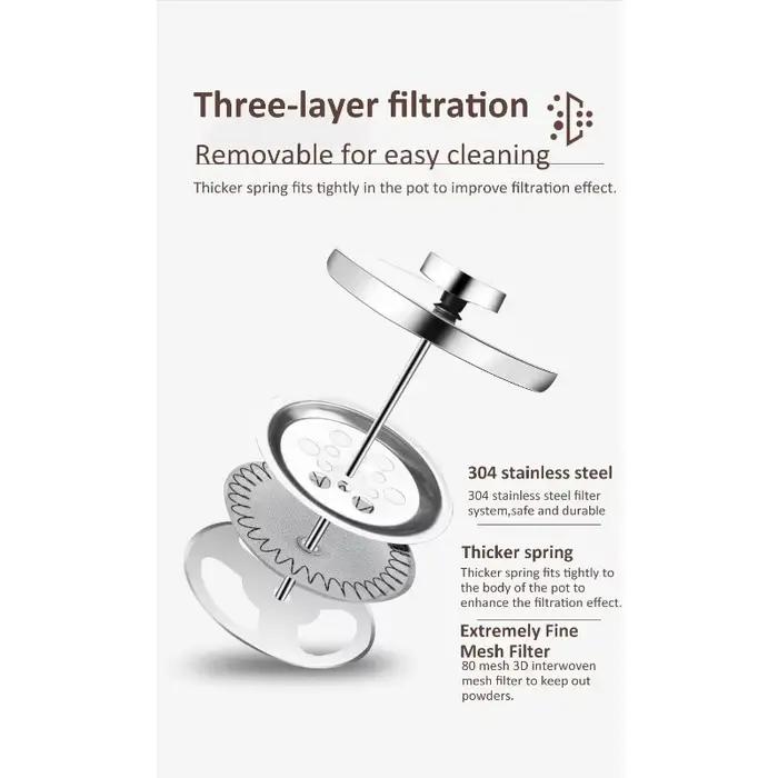 Cafetière à piston 12 oz (350 ml) en verre épaissi et acier inoxydable