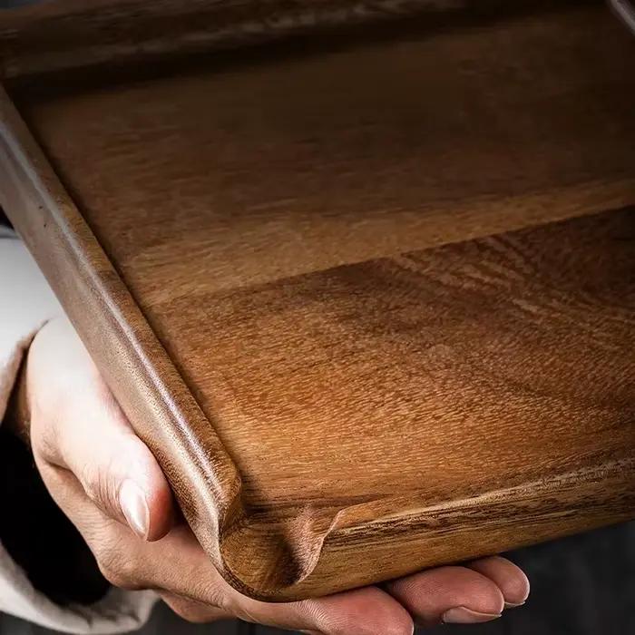 Plateau à thé pu-erh en bois de noyer avec boîte à thé intégrée pour cérémonies de thé et décoration d'intérieur élégante