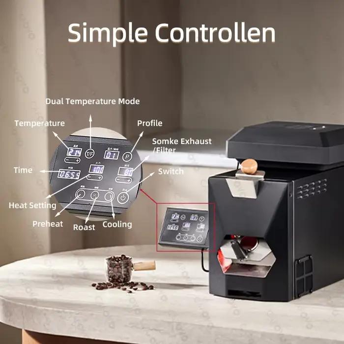 CAFOVO RE-3 Machine électrique de torréfaction de grains de café 200g agitation directe cuisson intelligente double Mode pour un usage domestique