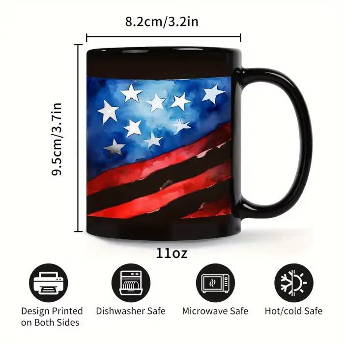Tasse à café drapeau américain en poterie noire pour activités patriotiques et usage quotidien fierté nationale enfant style sport