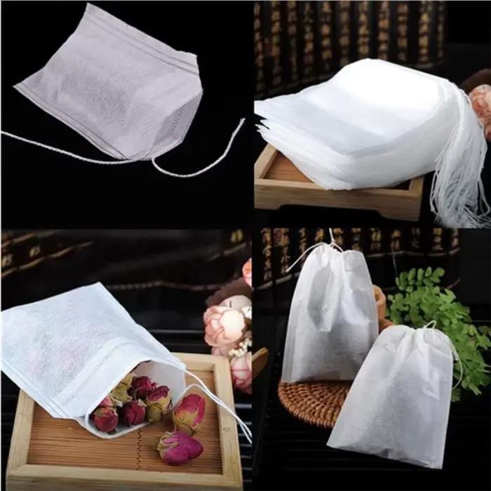Sachets de thé vides en tissu non tissé avec ficelle pour infusion personnelle et cadeau thé polyvalent pour usage domestique et occasions spéciales