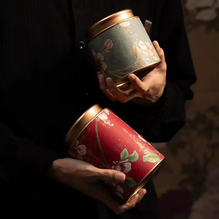 Boîte à thé rétro multifonctionnelle en fer résistante à l'humidité pour stockage de thé, sucre, matcha et autres aliments secs élégante pour la maison ou le bureau occasions spéciales