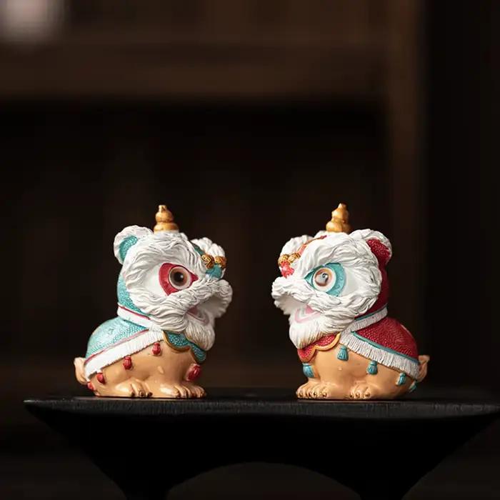 Animal de Thé Danse du Lion Changeant de Couleur Poupée Porte-Bonheur Décoration Table à Thé Occasions Spéciales Cérémonie Thé
