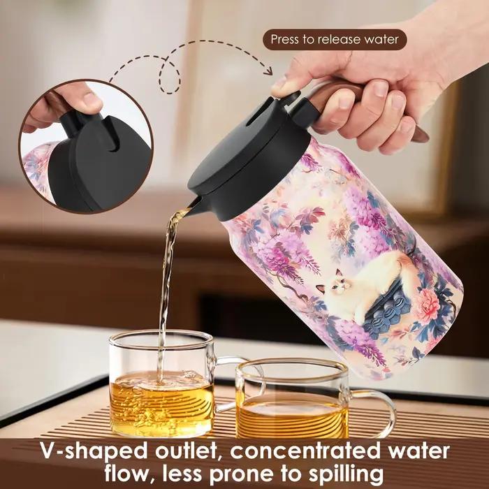 Thermos à thé vintage floral de 1500 ml avec infuseur
