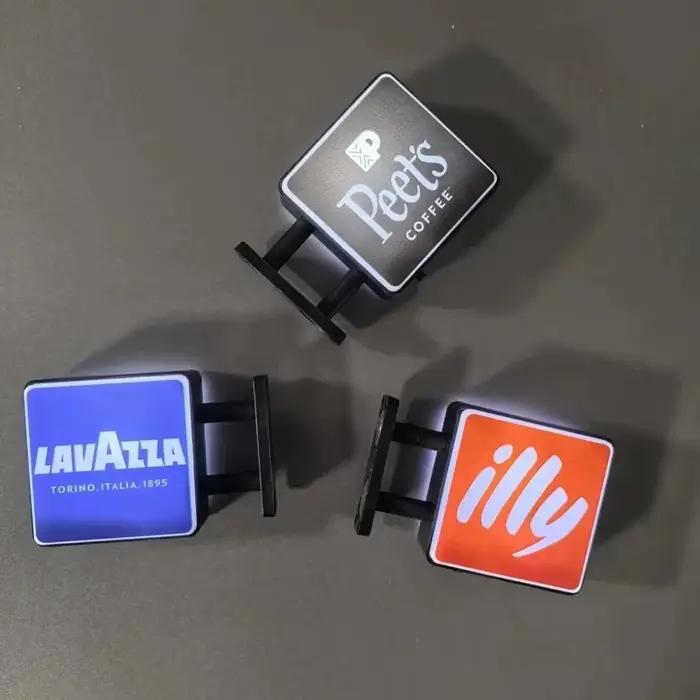 Aimants de réfrigérateur lumineux représentant des marques de café classiques pour la décoration de la maison occassions spéciales et cadeaux pour les amateurs de café